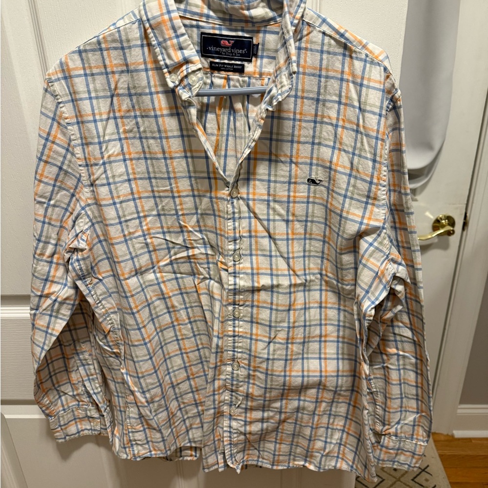Vineyard Vines Blue and Orange Casual Button Down Shirt